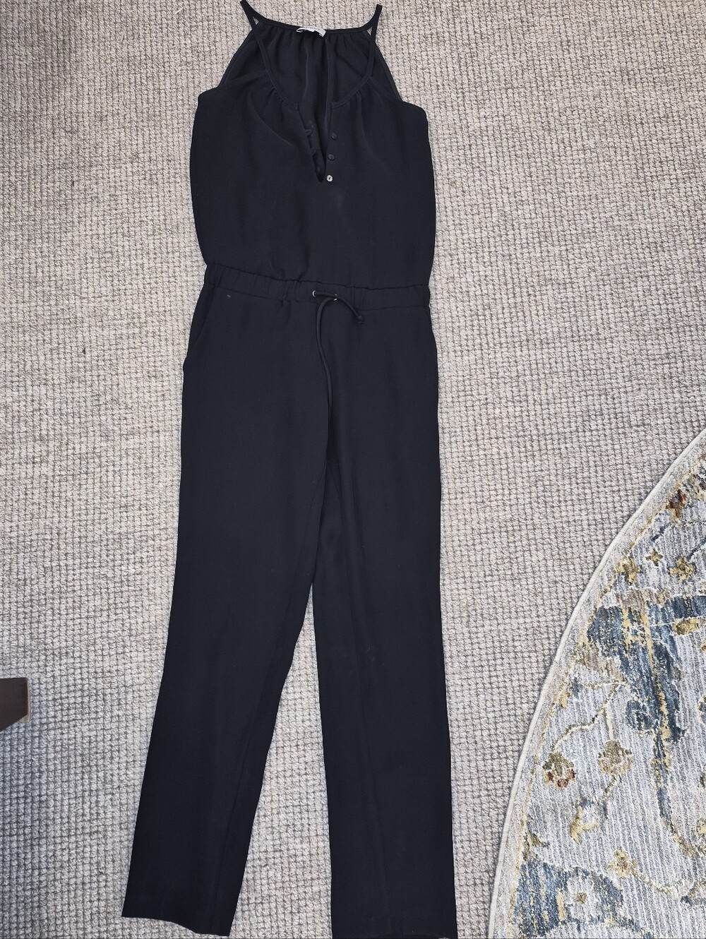 Renvy Black Halter Tie-Waist Jumpsuit